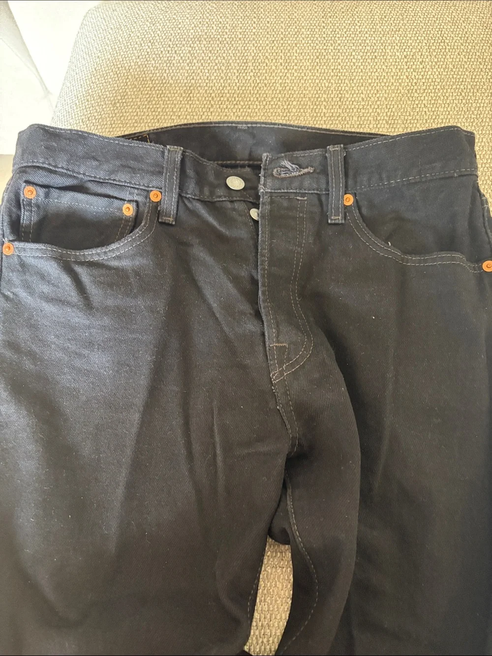Levi's Black 501 Jeans with Tan Label